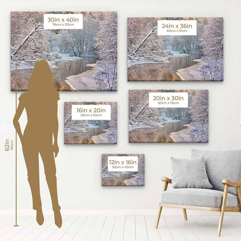 Multi Color Winter River Wall Art Canvas 6173