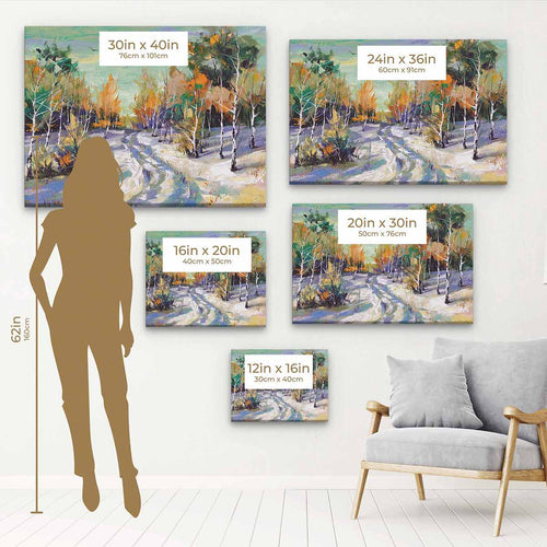 Multi Color Winter Road to Woods Wall Art Canvas 2598