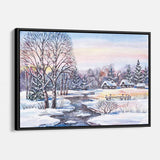 White Winter Village Wall Art Canvas 6944