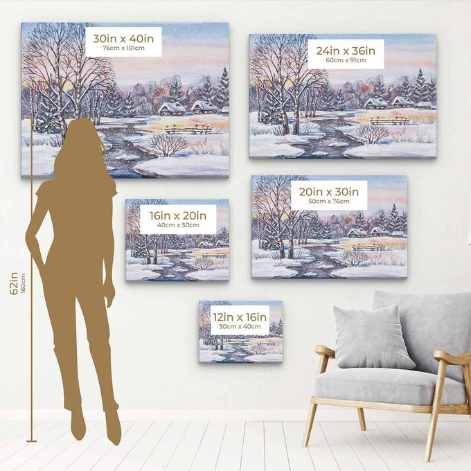 White Winter Village Wall Art Canvas 6944