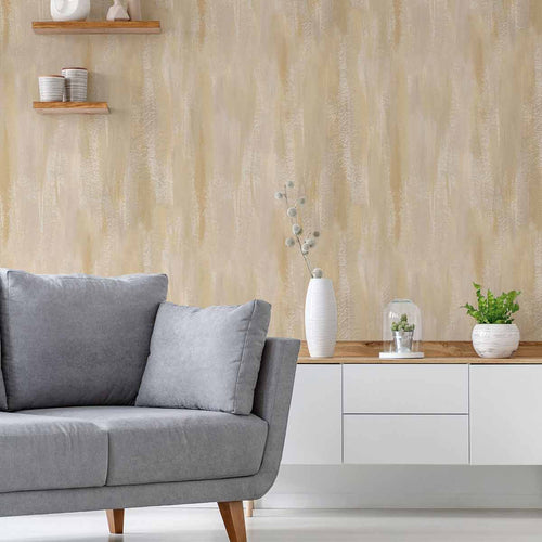 A delightfully rough-hewn visual texture so realistic that you can almost touch it! This charming peel and stick wallpaper features a light-toned faux wood treatment featuring paint strokes that add to the rustic look. It is perfect for adding some pizazz to purely functional spaces like laundry rooms and pantries. With its warm beige notes and rich matte finish, this removable wallpaper can complement all kinds of furniture, fixtures and accents.