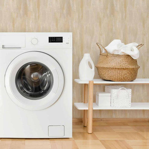 A delightfully rough-hewn visual texture so realistic that you can almost touch it! This charming peel and stick wallpaper features a light-toned faux wood treatment featuring paint strokes that add to the rustic look. It is perfect for adding some pizazz to purely functional spaces like laundry rooms and pantries. With its warm beige notes and rich matte finish, this removable wallpaper can complement all kinds of furniture, fixtures and accents.