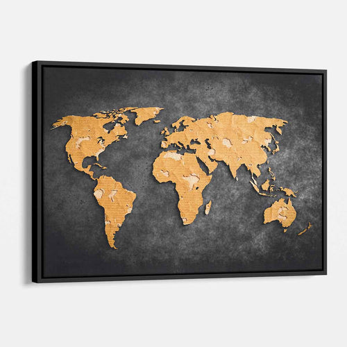 Black World Map Wall Art Canvas 6976