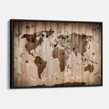 Brown World map Wall Art Canvas 2536