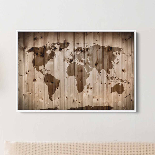 Brown World map Wall Art Canvas 2536