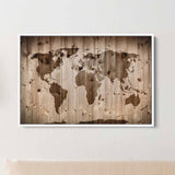 Brown World map Wall Art Canvas 2536
