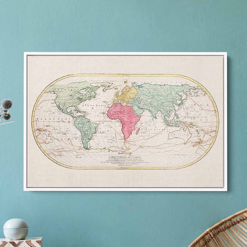 Multi Color World map Wall Art Canvas 1996