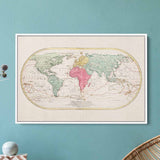 Multi Color World map Wall Art Canvas 1996