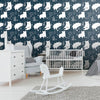 Blue and White Animals Baby Peel and Stick Removable Wallpaper