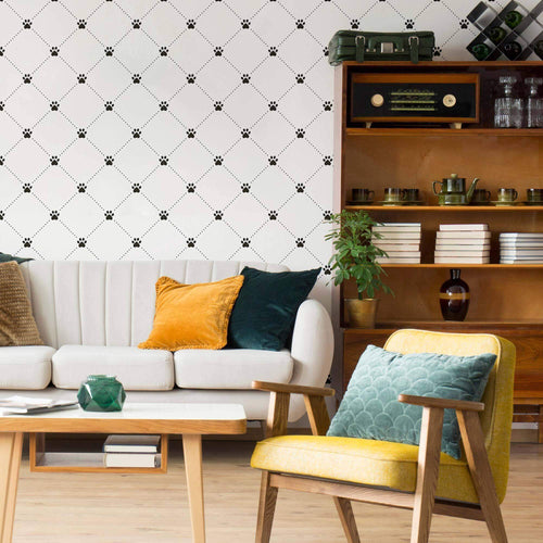 Black and White Dog Peel and Stick Removable Wallpaper