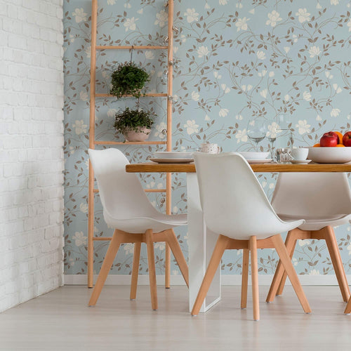 Blue Floral Peel and Stick Removable Wallpaper