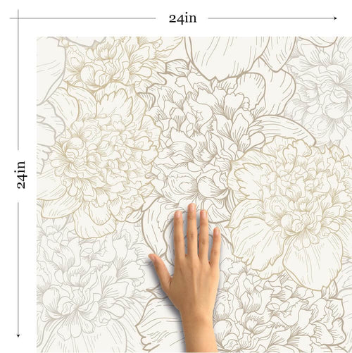 Beige Floral Peel and Stick Removable Wallpaper