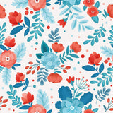 Blue and Orange Floral Peel and Stick Removable Wallpaper