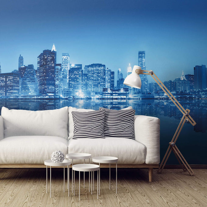 Blue City Landscape Peel and Stick Removable Wall Mural 9815