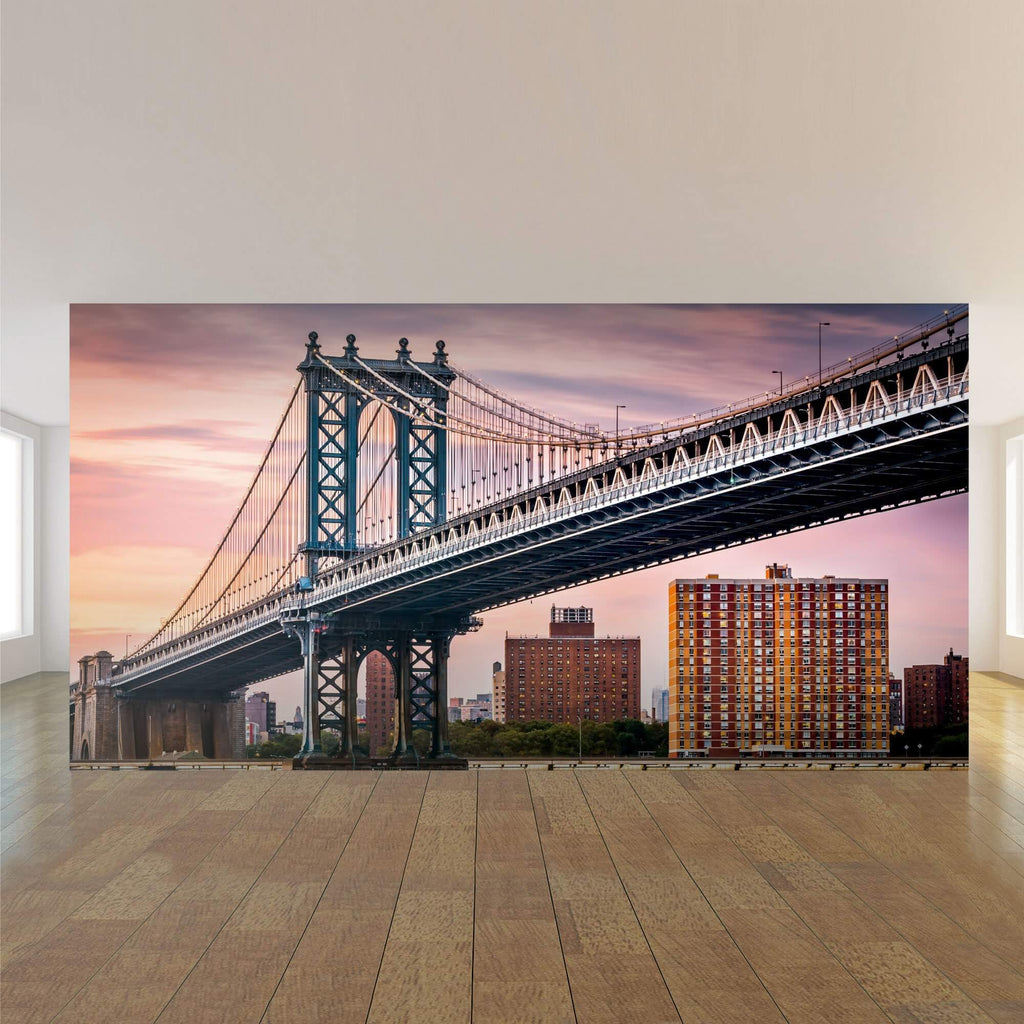 Blue and Purple Bridge Landscape Removable Wall Mural 5336| Walls By Me