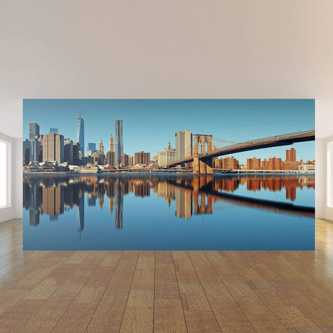 Blue City Landscape Peel and Stick Removable Wall Mural 7223