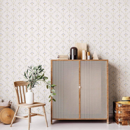 Beige Flowers Peel and Stick Removable Wallpaper