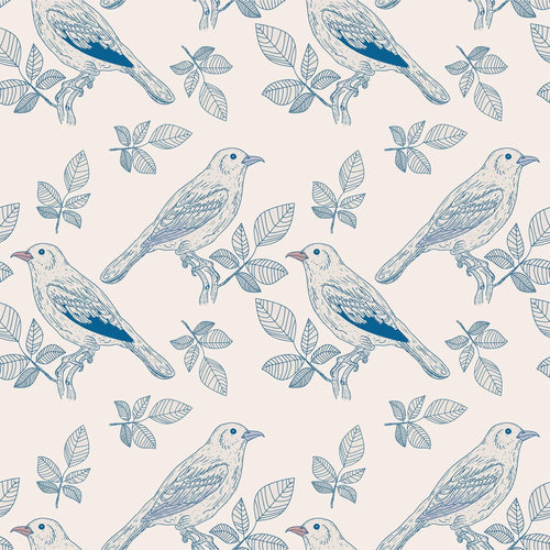Silver and Blue Floral Animal Removable Wallpaper 3836| Walls By Me
