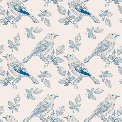 Silver and Blue Floral Animal Removable Wallpaper 3836| Walls By Me