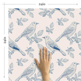 Silver and Blue Floral Animal Removable Wallpaper 3836| Walls By Me