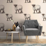 Off White Sketched Animal Removable Wallpaper 6396| Walls By Me