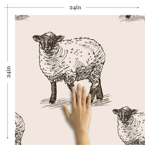 Off White Sketched Animal Removable Wallpaper 6396| Walls By Me