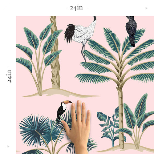 Pink Birds Peel and Stick Removable Wallpaper