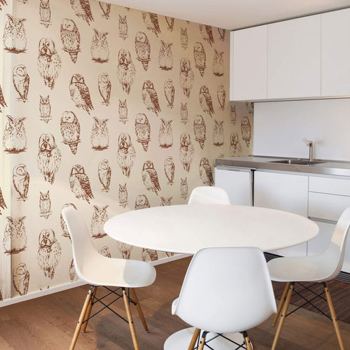 Brown and Tan Bird Animal Peel and Stick Removable Wallpaper