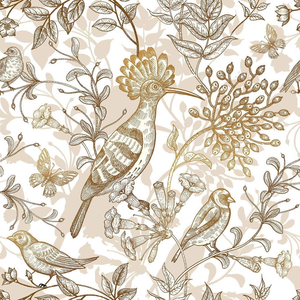 Wallpaper For Wall: Tan Flowered Print | Walls By Me