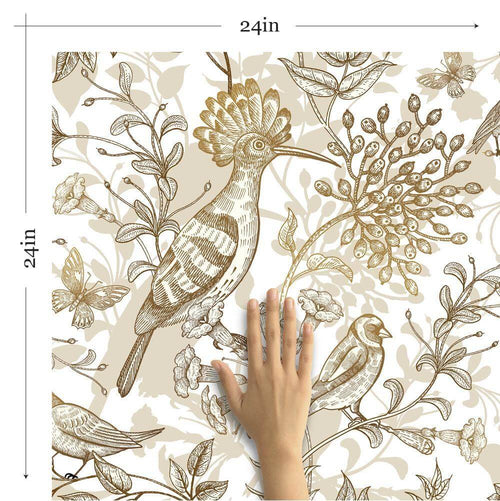 Tan Floral Animal Removable Wallpaper 2574| Walls By Me