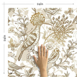 Tan Floral Animal Removable Wallpaper 2574| Walls By Me