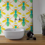 Yellow and White Geometric Animal Peel and Stick Removable Wallpaper