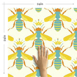 Yellow and White Geometric Animal Peel and Stick Removable Wallpaper