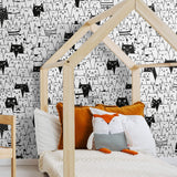 Black and White Geometric Animal Peel and Stick Removable Wallpaper