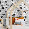 Black and White Geometric Animal Peel and Stick Removable Wallpaper