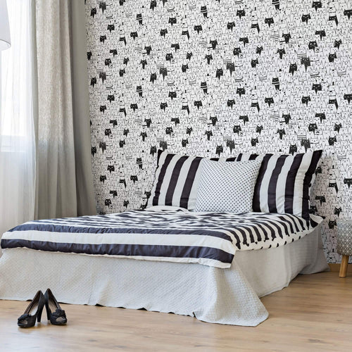Black and White Geometric Animal Peel and Stick Removable Wallpaper