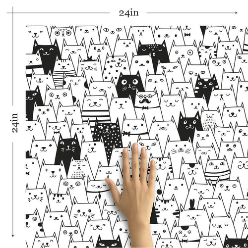 Black and White Geometric Animal Peel and Stick Removable Wallpaper