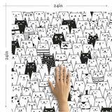 Black and White Geometric Animal Peel and Stick Removable Wallpaper