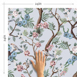 A lovely Oriental ensemble of boughs, blossoms and birds, this charming chinoiserie