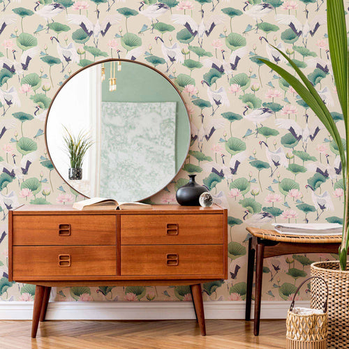 Green Botanical Peel and Stick Removable Wallpaper