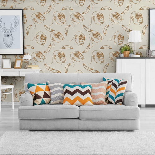 Brown Gorilla Animal Removable Wallpaper 8514| Walls By Me