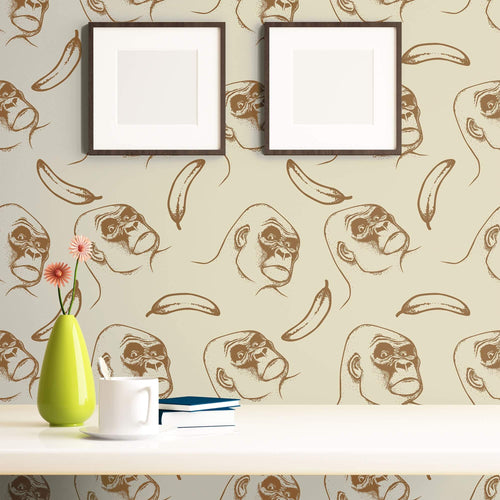 Brown Gorilla Animal Removable Wallpaper 8514| Walls By Me