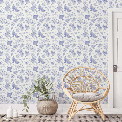 Pretty birds and botanical imagery removable wallpaper