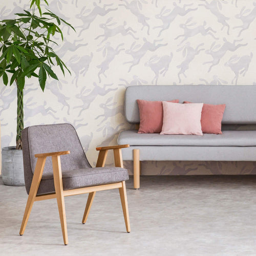 Purple Bunnies Animal Peel and Stick Removable Wallpaper