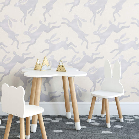 Purple Bunnies Animal Peel and Stick Removable Wallpaper