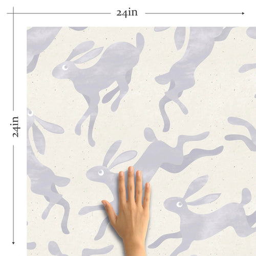 Purple Bunnies Animal Peel and Stick Removable Wallpaper