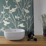 Grey Bird Animal Peel and Stick Removable Wallpaper