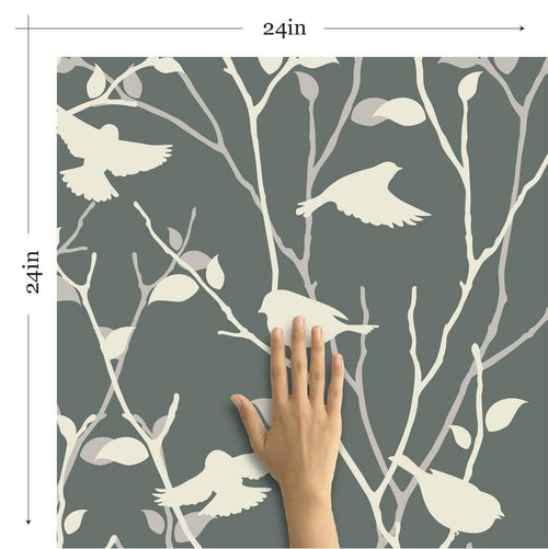 Grey Bird Animal Peel and Stick Removable Wallpaper
