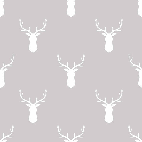 Grey Reindeer Peel and Stick Removable Wallpaper