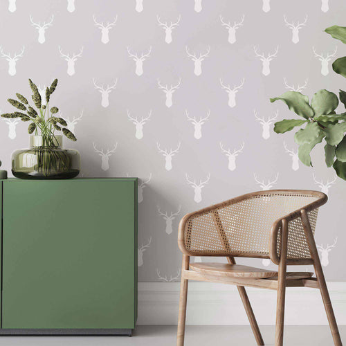 Grey Reindeer Peel and Stick Removable Wallpaper
